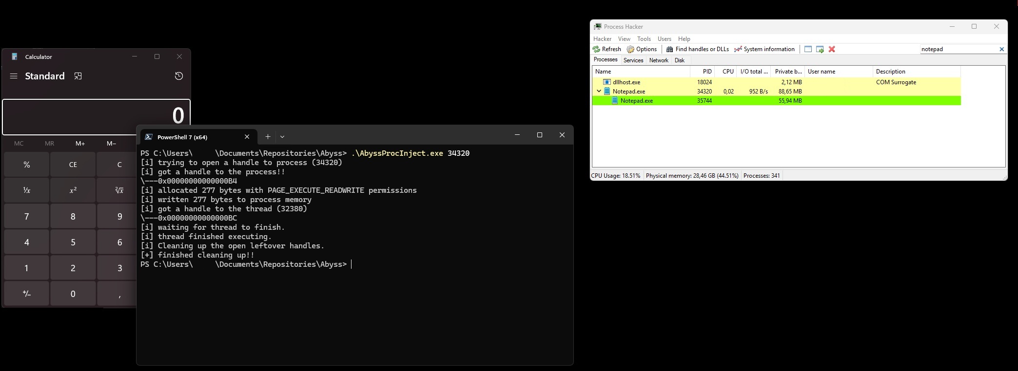 Calc.exe Shellcode execution